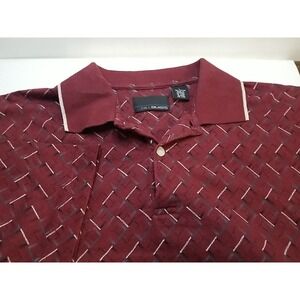 Bill‎ Blass Polo Shirt Men's Large L Short Sleeve Maroon Square Design Golf